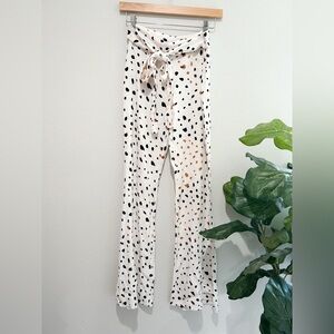 Wildfox Los Angeles flare wide leg pant in confetti two tone with tie waist